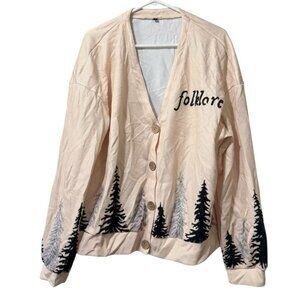 Folklore Women‎ Long Sleeve Cardigan Sweater Size 2XL Forest Button Down Front